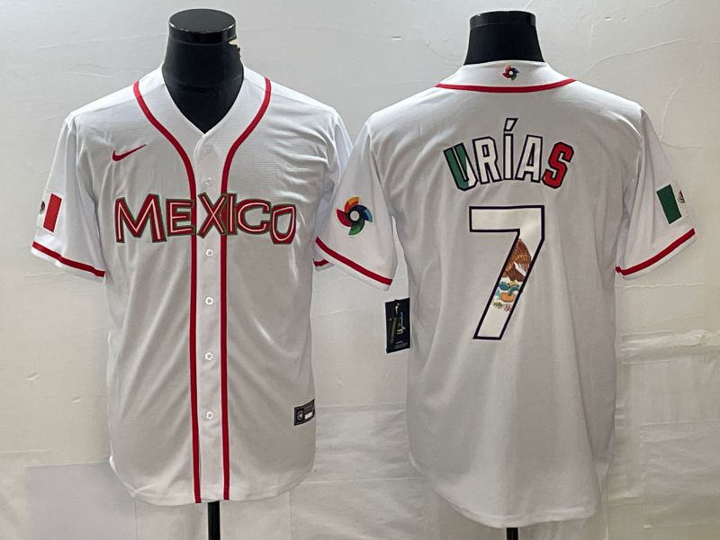 Men 2023 World Cub Mexico #7 Urias White Nike MLB Jersey78